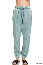 Load image into Gallery viewer, Ash Blue Acid Wash Fleece Sweatpants