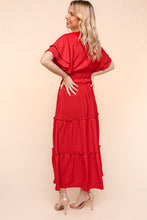 Load image into Gallery viewer, Red Notched Neck Maxi Dress