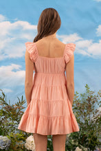 Load image into Gallery viewer, V NECK TIERED BABYDOLL MINI DRESS: CORAL