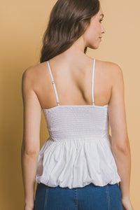 White Bubble Hem Tank