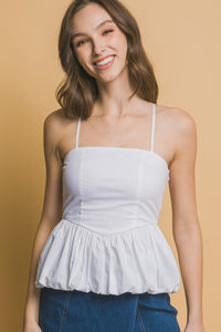 White Bubble Hem Tank
