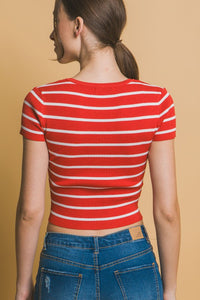 Red Stripe Crop Top