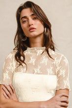 Load image into Gallery viewer, High Neckline Mesh Lace Short Sleeve Top