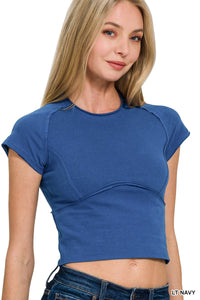 Exposed Seam Fitted Cropped Tee