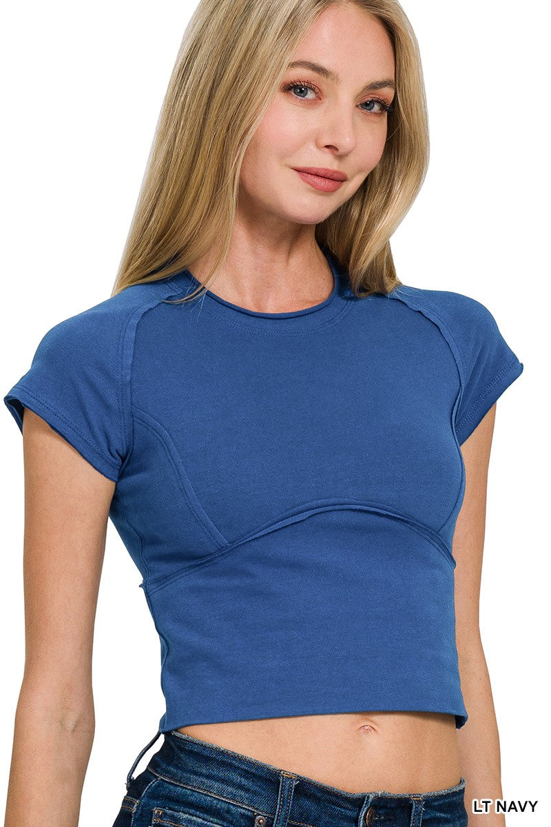 Exposed Seam Fitted Cropped Tee