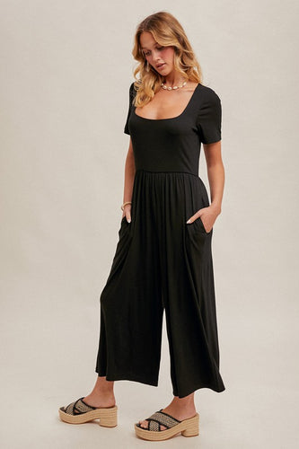 Black Square Neck Jumpsuit