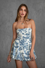 Load image into Gallery viewer, Blue Strapless Bubble Hem Mini Dress