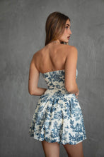 Load image into Gallery viewer, Blue Strapless Bubble Hem Mini Dress