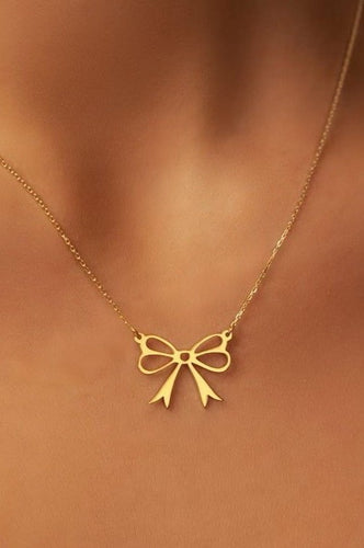 18k Stainless Steel Tarnish Free Bow Necklace
