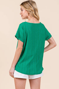 Green Eyelet Boho Top