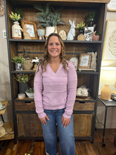 Load image into Gallery viewer, Lavender V-Neck Sweater