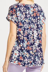 Navy Floral  Dolman Short Sleeve