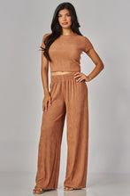 Load image into Gallery viewer, Crinkle Plisse Short Sleeve Loungewear Set