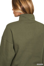Load image into Gallery viewer, Fleece High Neck Half Zip Sweatshirt
