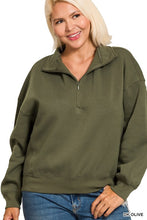 Load image into Gallery viewer, Fleece High Neck Half Zip Sweatshirt