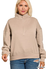 Load image into Gallery viewer, Fleece High Neck Half Zip Sweatshirt
