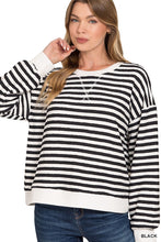 Load image into Gallery viewer, Black Striped Rib Banded Pullover