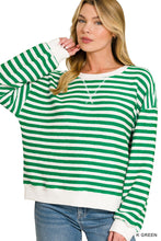 Load image into Gallery viewer, Kelly Green Striped Rib Banded Pullover