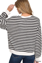 Load image into Gallery viewer, Black Striped Rib Banded Pullover