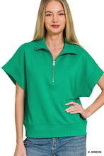 Load image into Gallery viewer, Kelly Green Scuba Half Zip Top