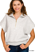 Load image into Gallery viewer, Heather Grey Scuba High Neck Half Zip