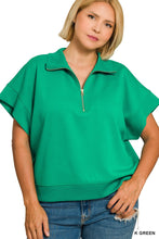 Load image into Gallery viewer, Kelly Green Scuba Half Zip Top