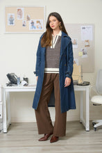 Load image into Gallery viewer, Denim Notch Collar Trench Coat