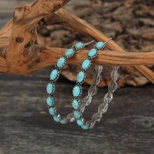 Load image into Gallery viewer, WESTERN TURQ STONE HOOP EARRINGS