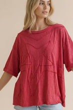 Load image into Gallery viewer, Red Star Patchwork Oversized Loose Fit Top
