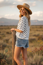 Load image into Gallery viewer, White &amp; Black Polka Dot Sweater Top