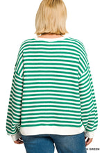 Load image into Gallery viewer, Kelly Green Striped Rib Banded Pullover
