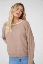Load image into Gallery viewer, CONTRAST TRIM OFF SHOULDER LONG SLEEVE SWEATER: BLACK