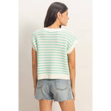 Load image into Gallery viewer, Mint Striped Sleeveless Crew Neck Top