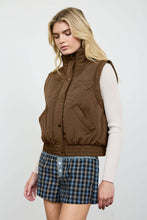 Load image into Gallery viewer, Brown Cropped Mock Neck Puffer Vest