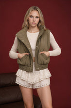 Load image into Gallery viewer, Brown Cropped Mock Neck Puffer Vest