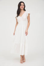 Load image into Gallery viewer, Black Ruffle Shirred Waist Midi Dress