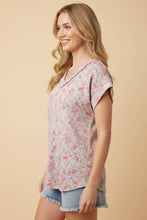 Load image into Gallery viewer, Mint Floral Ribbed Top