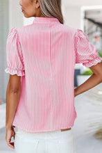 Load image into Gallery viewer, Red Stripe Ruffle Sleeve Top