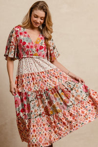 Floral Print Mix And Match Midi Dress