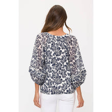 Load image into Gallery viewer, Navy Floral Top w/Bubble Hem