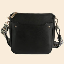 Load image into Gallery viewer, Black Boho Strap Faux Leather Crossbody Messenger Bag