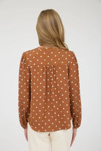 Load image into Gallery viewer, Black Polka Dot Henley Top