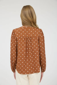 Black Polka Dot Henley Top