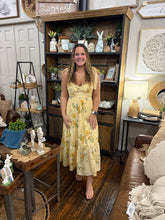 Load image into Gallery viewer, Butter Yellow Floral Tie Strap Midi Dress