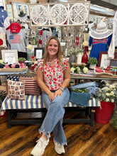 Load image into Gallery viewer, Floral Printed V Neck Top w/Ruffled Neck &amp; Sleeves