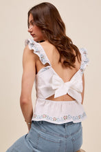 Load image into Gallery viewer, Floral Ribbon Embroidered Woven Baby Doll Top