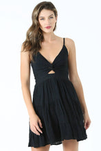 Load image into Gallery viewer, Black Eyelet Twist Front Dress