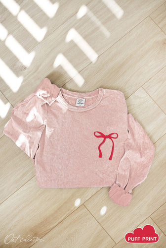 Bow Puff Mineral Washed Long Sleeve Graphic