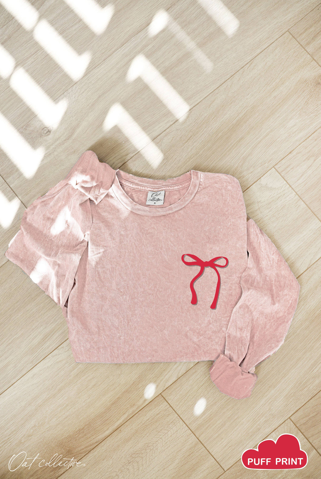 Bow Puff Mineral Washed Long Sleeve Graphic