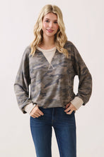 Load image into Gallery viewer, Camo Terry Knit Pullover Top